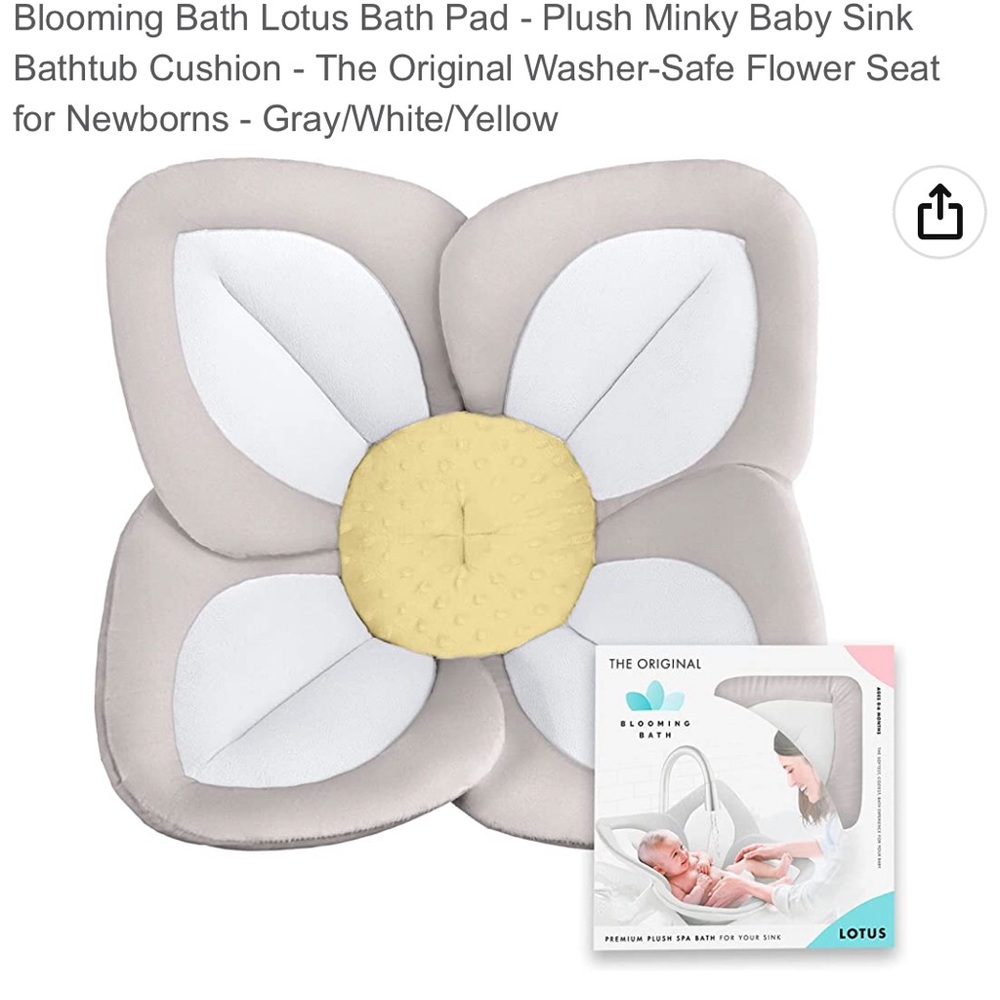 NEW Blooming Bath Lotus Bath Pad Gray/White/Yellow